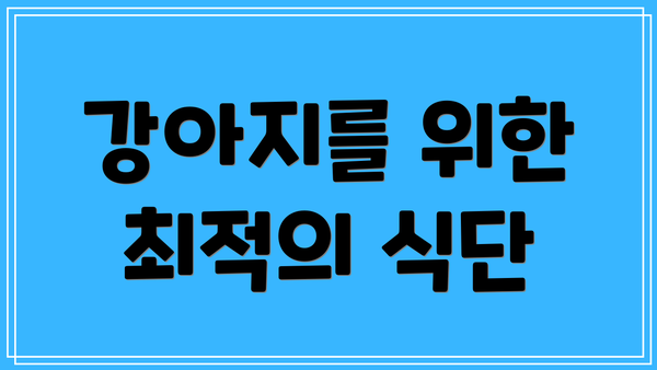 강아지를 위한 최적의 식단