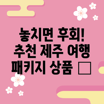 놓치면 후회! 추천 제주 여행 패키지 상품 🎁