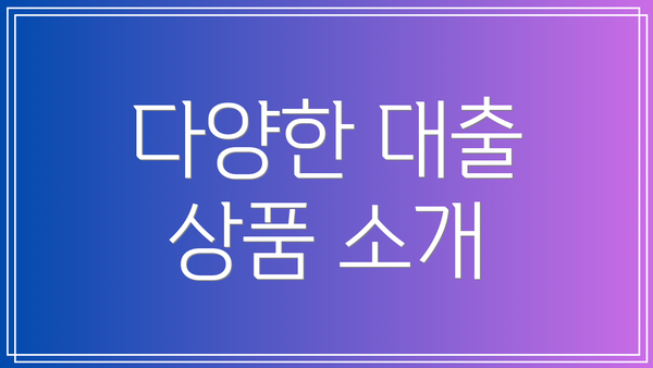 다양한 대출 상품 소개