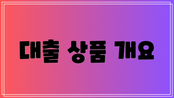 대출 상품 개요