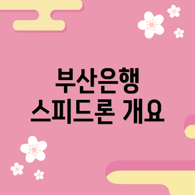 부산은행 스피드론 개요