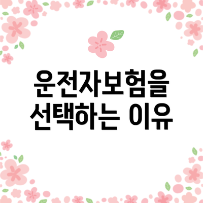운전자보험을 선택하는 이유