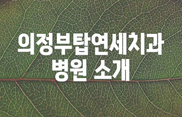 의정부탑연세치과병원 소개