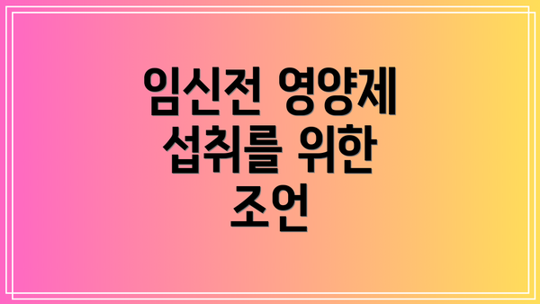 임신전 영양제 섭취를 위한 조언