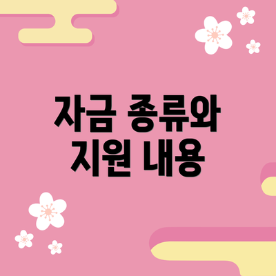 자금 종류와 지원 내용
