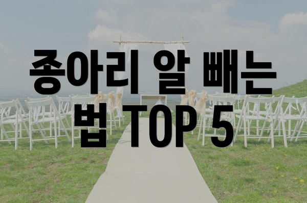 종아리 알 빼는 법 TOP 5