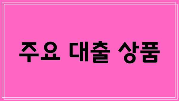 주요 대출 상품