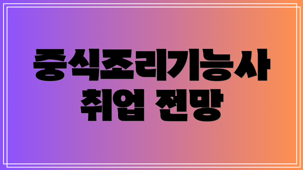 중식조리기능사 취업 전망
