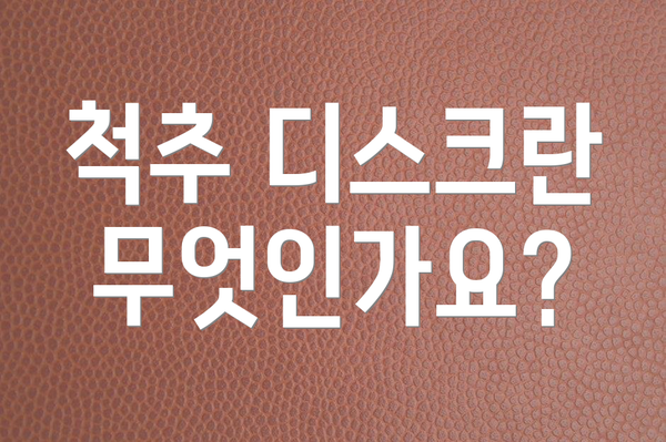 척추 디스크란 무엇인가요?