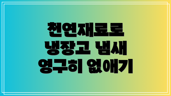 천연재료로 냉장고 냄새 영구히 없애기