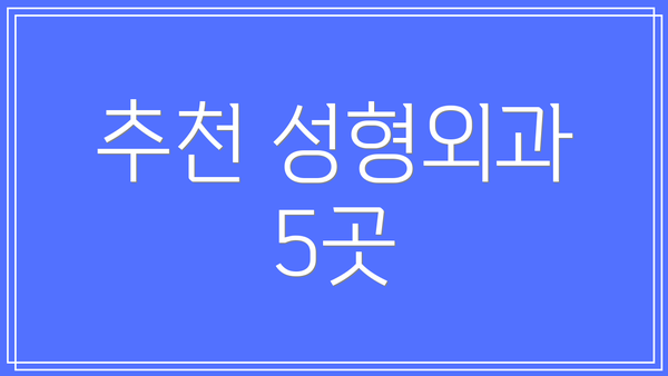 추천 성형외과 5곳