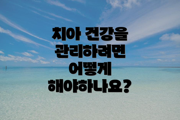 치아 건강을 관리하려면 어떻게 해야하나요?