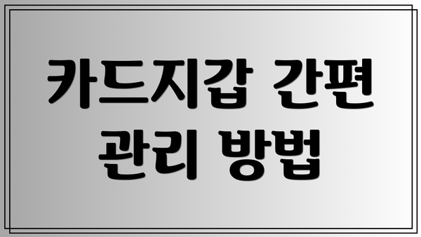 카드지갑 간편 관리 방법