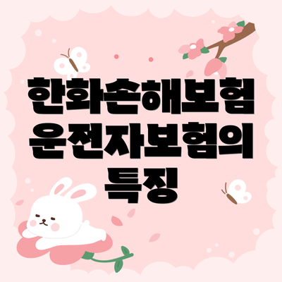 한화손해보험 운전자보험의 특징