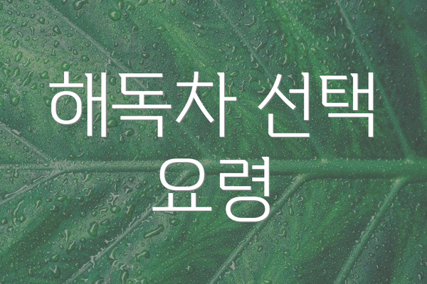 해독차 선택 요령