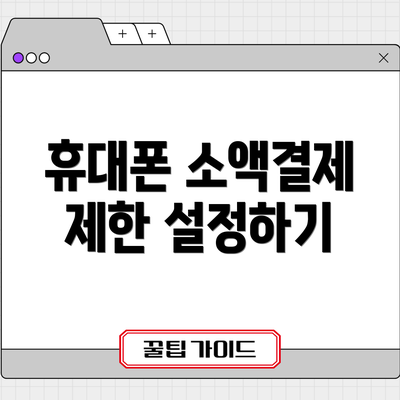 휴대폰 소액결제 제한 설정하기