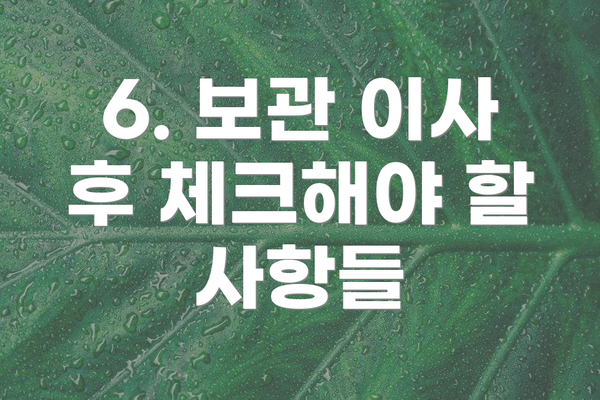 6. 보관 이사 후 체크해야 할 사항들
