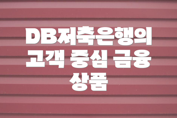 DB저축은행의 고객 중심 금융 상품