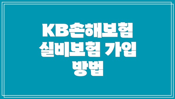 KB손해보험 실비보험 가입 방법