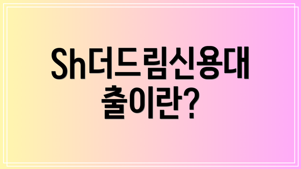Sh더드림신용대출이란?
