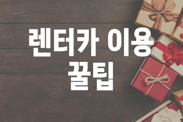 렌터카 이용 꿀팁
