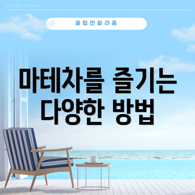 마테차를 즐기는 다양한 방법
