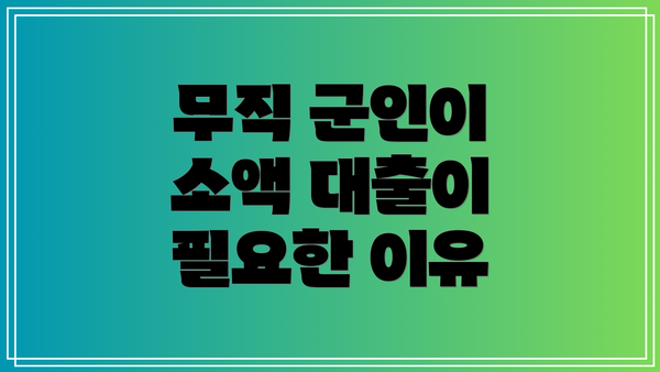 무직 군인이 소액 대출이 필요한 이유