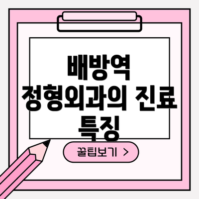 배방역 정형외과의 진료 특징