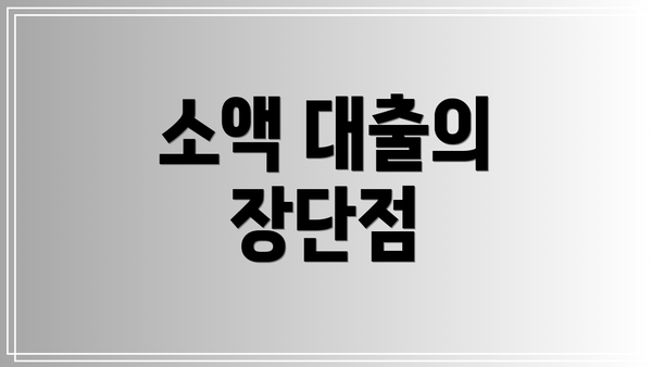 소액 대출의 장단점