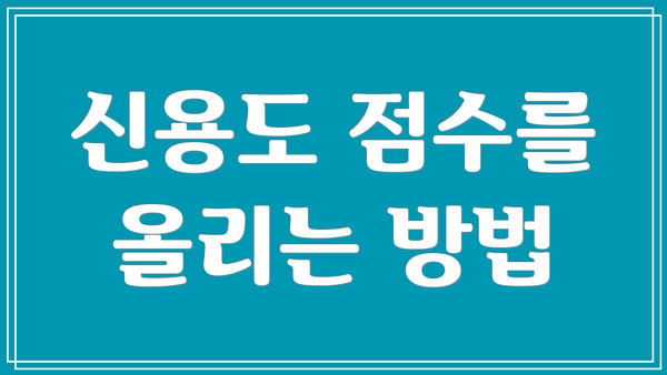 신용도 점수를 올리는 방법