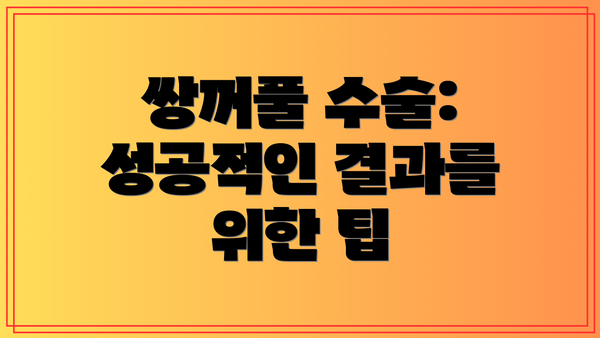 쌍꺼풀 수술: 성공적인 결과를 위한 팁