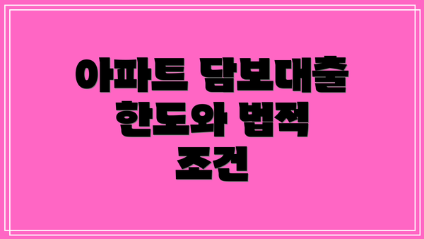 아파트 담보대출 한도와 법적 조건