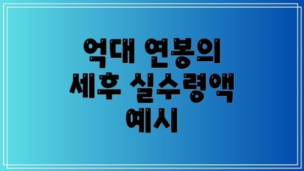 억대 연봉의 세후 실수령액 예시
