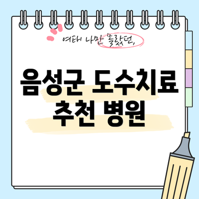 음성군 도수치료 추천 병원