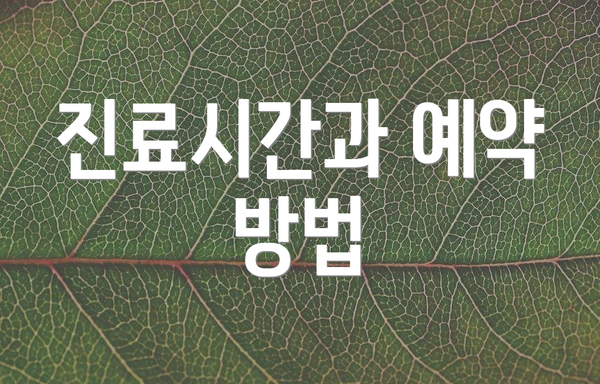 진료시간과 예약 방법