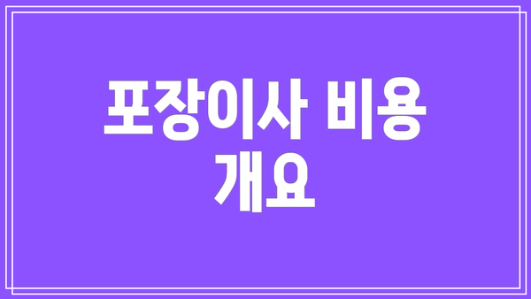 포장이사 비용 개요