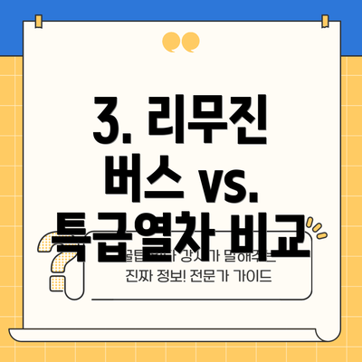 3. 리무진 버스 vs. 특급열차 비교