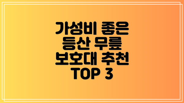 가성비 좋은 등산 무릎 보호대 추천 TOP 3