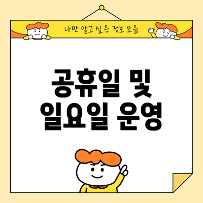 공휴일 및 일요일 운영