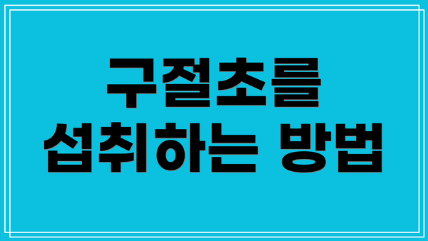 구절초를 섭취하는 방법