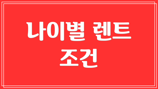 나이별 렌트 조건