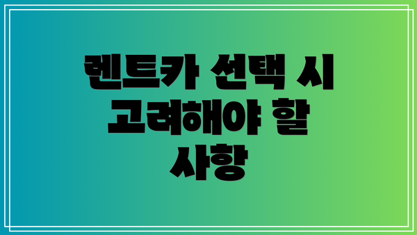 렌트카 선택 시 고려해야 할 사항
