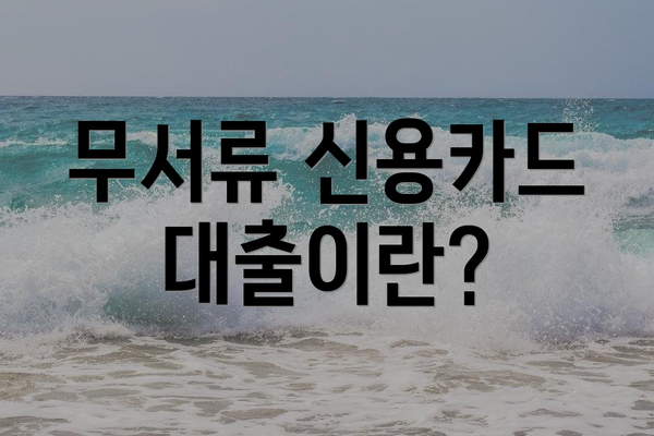 무서류 신용카드 대출이란?