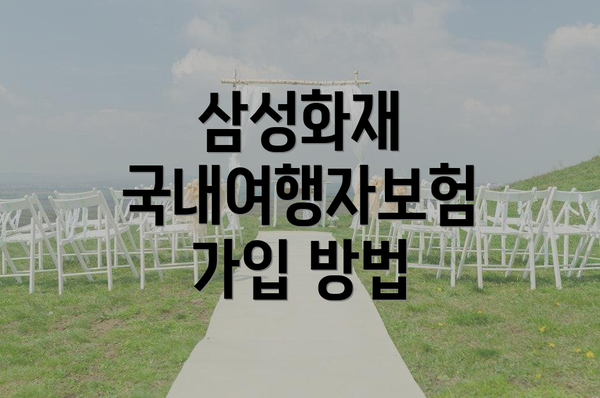 삼성화재 국내여행자보험 가입 방법