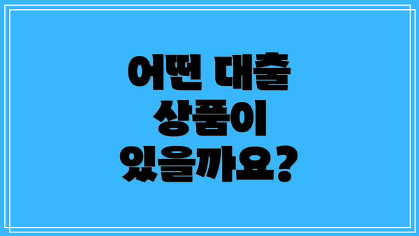 어떤 대출 상품이 있을까요?