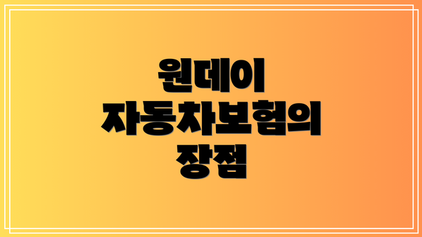 원데이 자동차보험의 장점