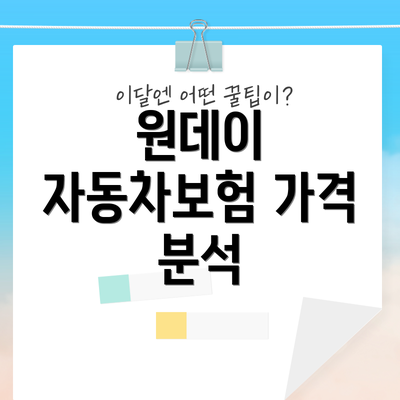 원데이 자동차보험 가격 분석