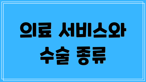 의료 서비스와 수술 종류