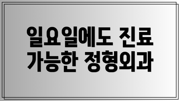일요일에도 진료 가능한 정형외과