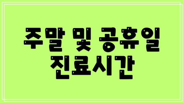 주말 및 공휴일 진료시간